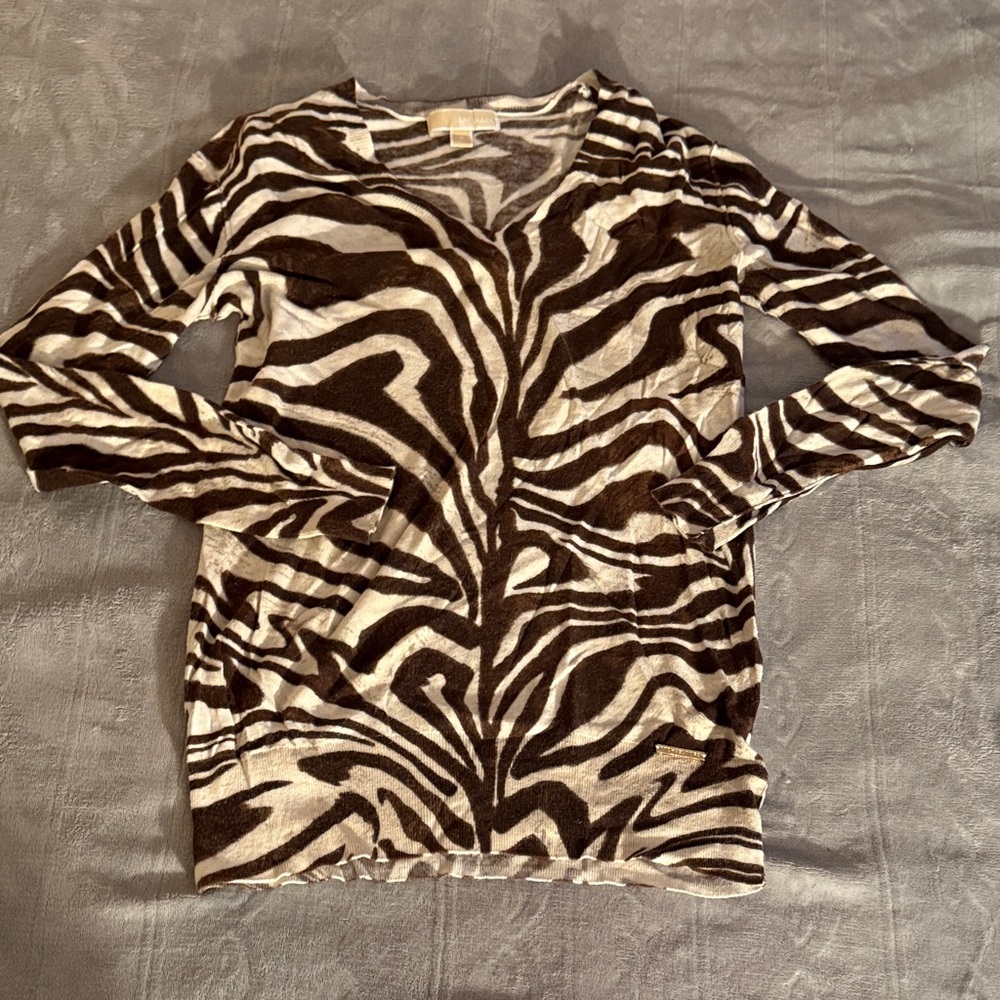 Michael Kors Black and White Patterned Top